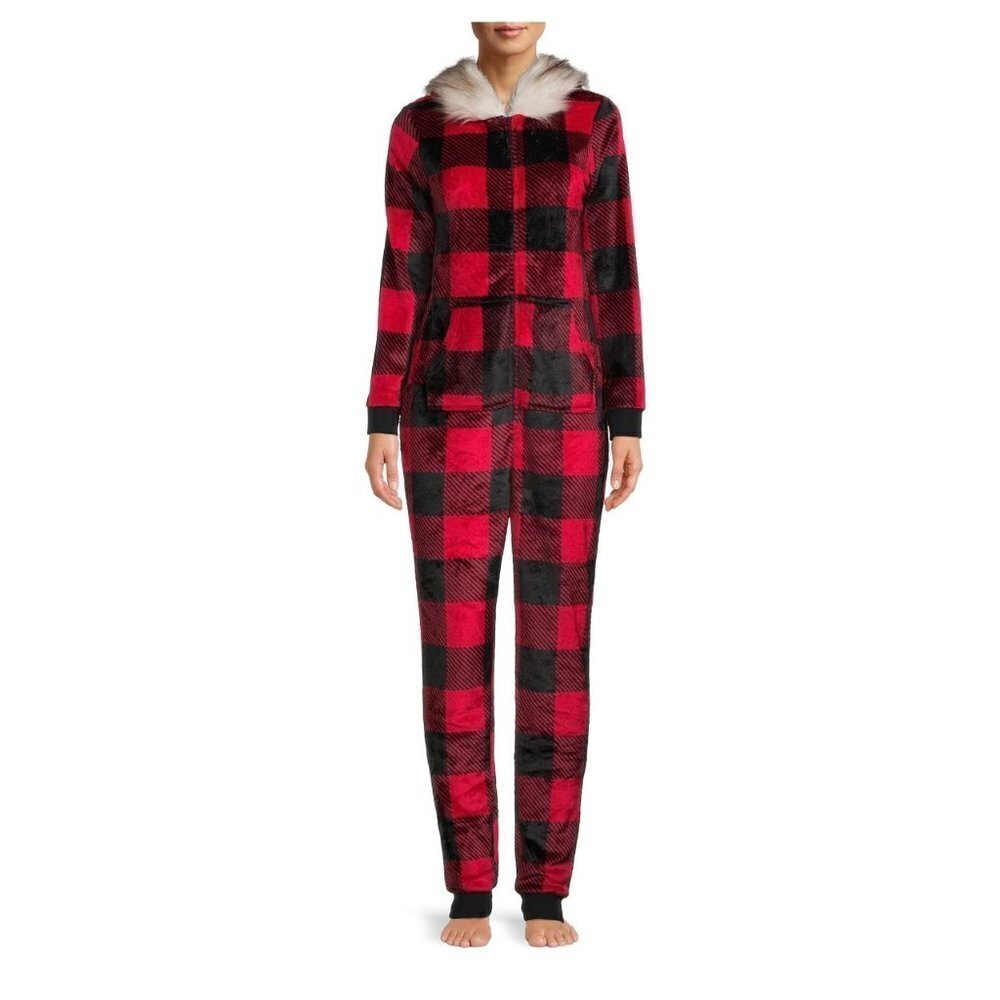 Women's Plaid Union Suit Pajamas size M NWT